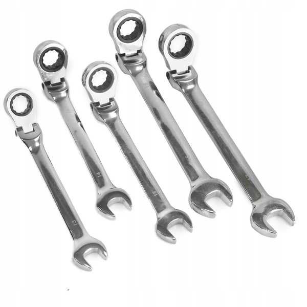 KLUCZE 8-19MM płasko oczkowe z grzechotką łamane 12 SZTUK