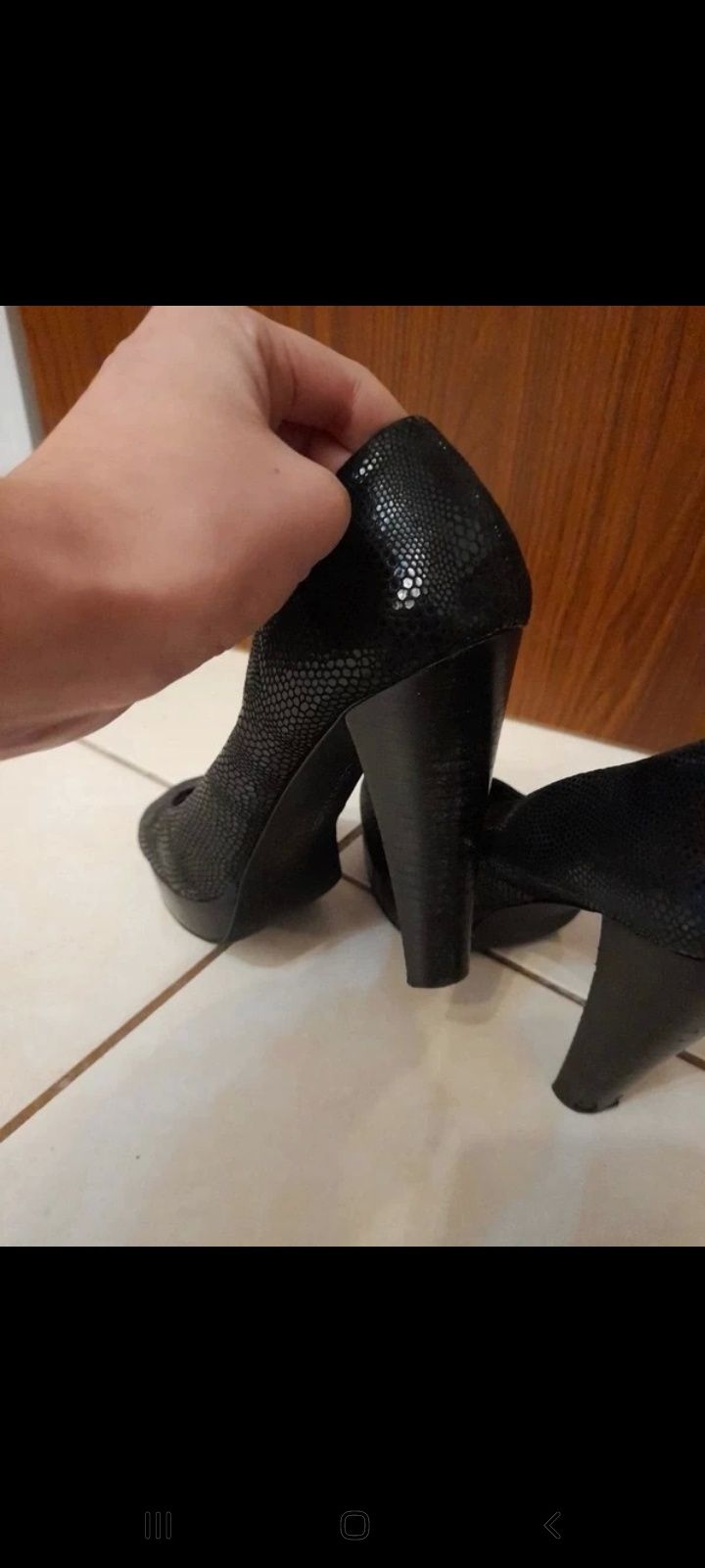 Buty Calvin Klein 39 czarne polysk wysoki obcas szpilki