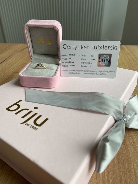 Złoty Pierścionek Amazing Briju z Brylantem