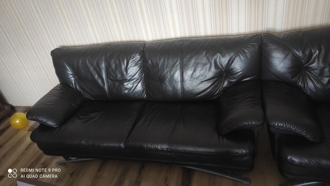 Sofa 3 osobowa + 2 fotele skóra naturalna