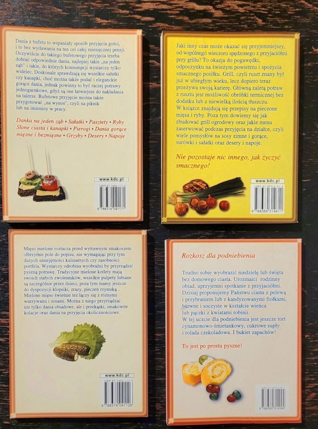 4 Podreczne książeczki kulinarne mieso mielone, bufet, grill, ciasta ś