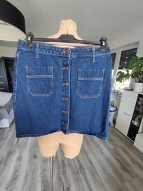 R.M jeansowa spódnica mini guziki kieszenie denim