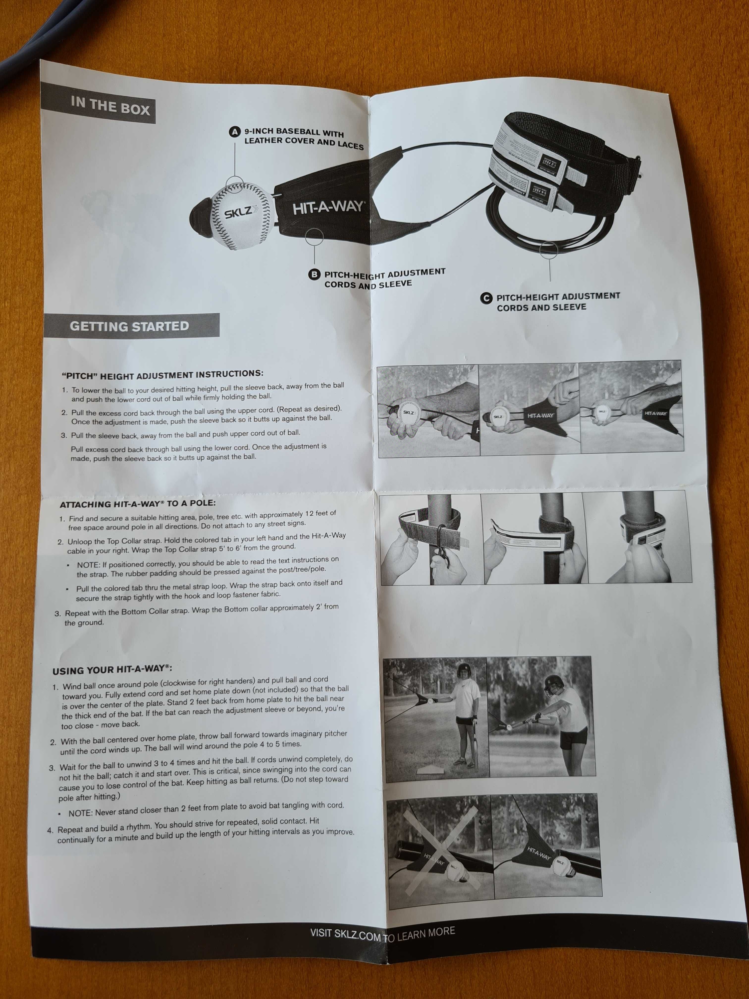 Piłka baseballowa Hit-A-Way - przyrząd do ćwiczenia uderzeń baseball