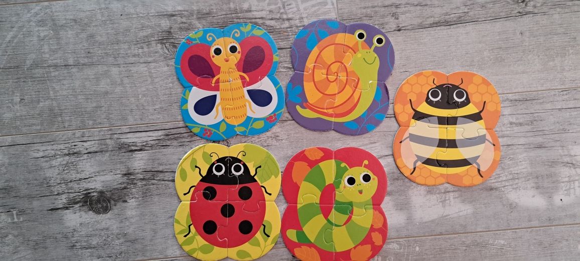 Puzzle czu czu układam robaczki zwierzątka  zestaw