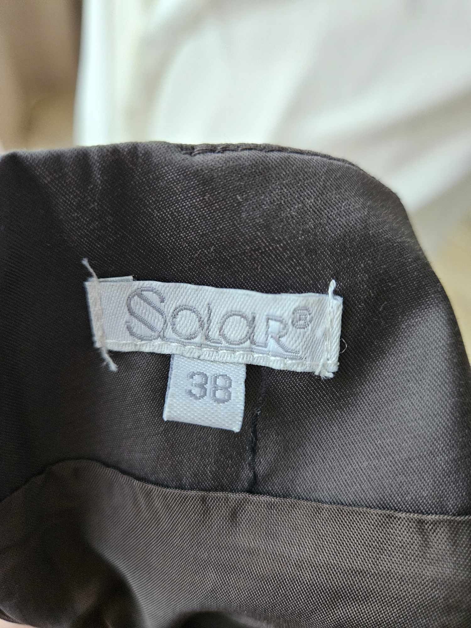 Oryginalna Solar spódnica damska brązowa za kolano z futerkiem M casua