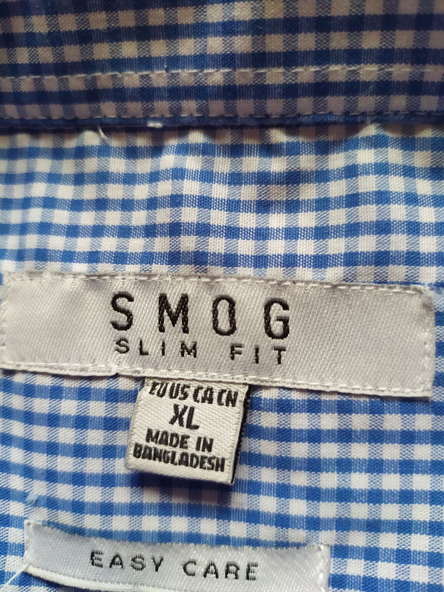 Koszula męska niebieska w kratę Smog slim fit XL