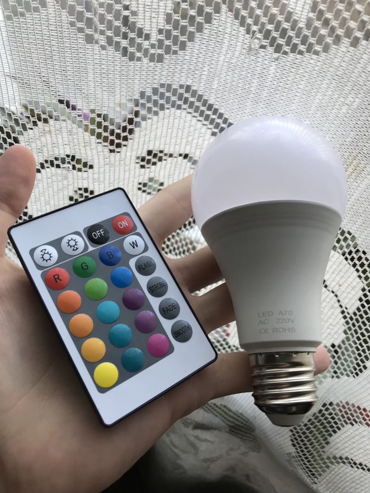 Led rgb bulb. E27 A70 9W.