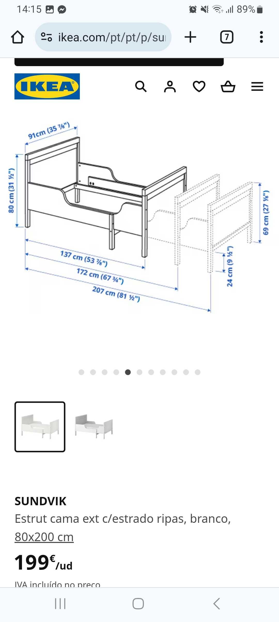 Cama extensível branca+extrado