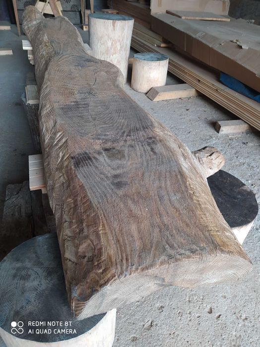 Stary bal dębowy monolit, rustykalne, deski, drewno z odzysku, loftowy