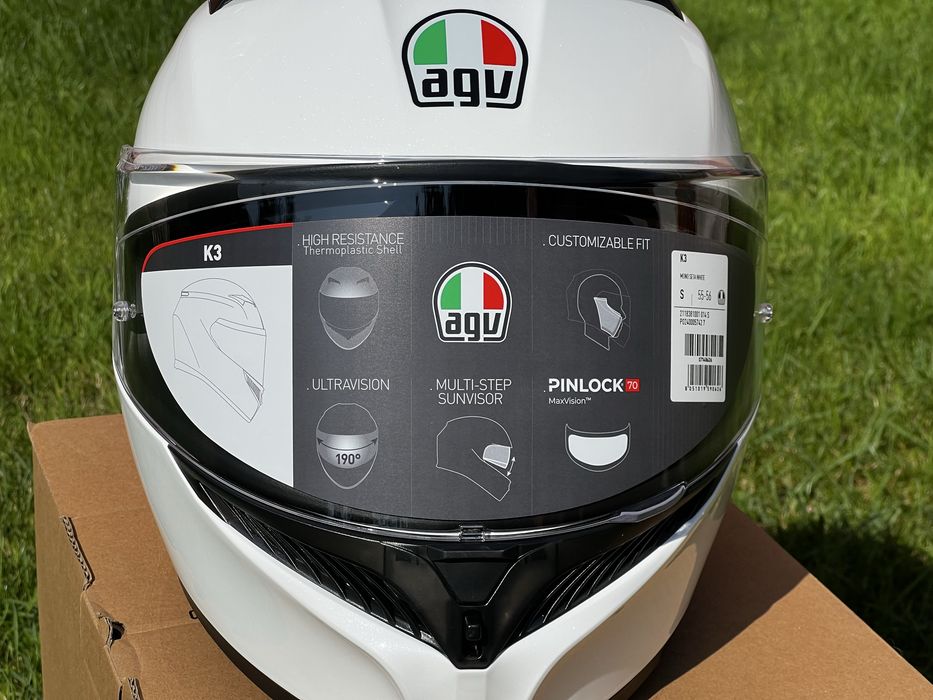 Новый мотошлем AGV K3 Mono Seta White, размер S (55–56)