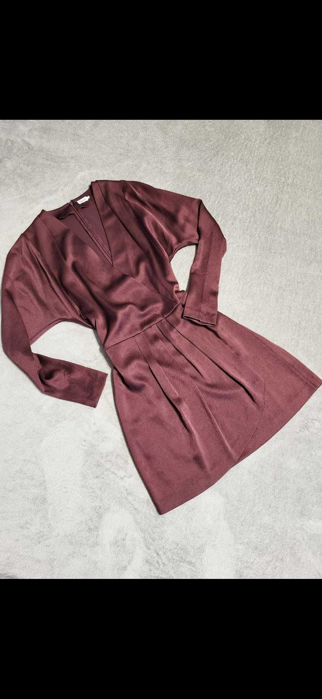 Markowa bordowa burgunowa elegancka sukienka Filippa K rozmiar S/M