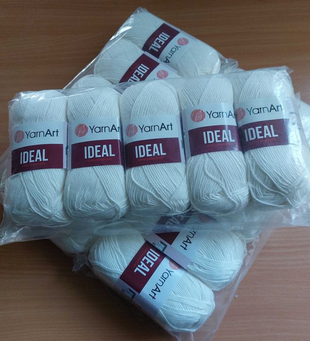 włóczka Yarnart Ideal 222 bawełna 100% kremowa 15 motków! REZERWACJA