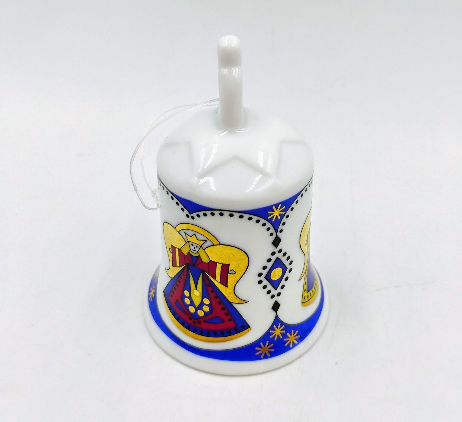 Dzwonek porcelanowy bombka anioł świąteczna porcelana retro złocony