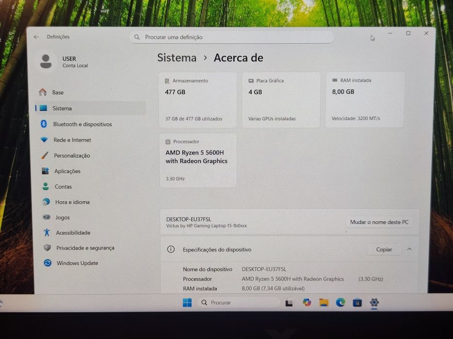 Portátil HP VICTUS 15.6" Ryzen 5 RTX 3050
