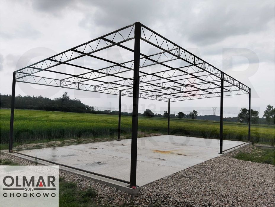 Szkielet wiaty, garażu 12,94m x 6,46m.