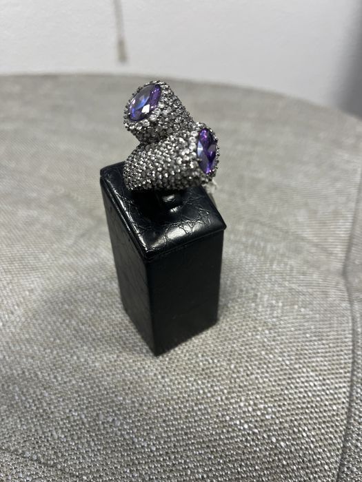 Anel em Prata com dupla ametista e zircões Novo