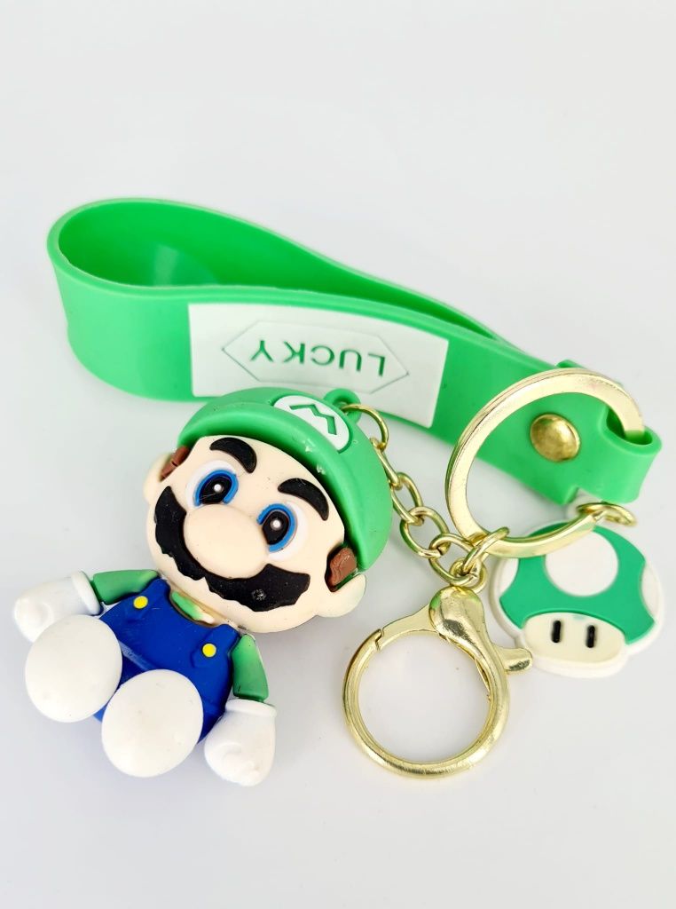 Nowy gumowy breloczek brelok zawieszka do kluczy Luigi z Mario