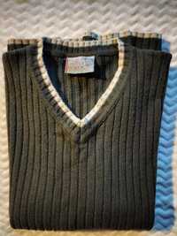 Męski sweter pulower w serek szary L
