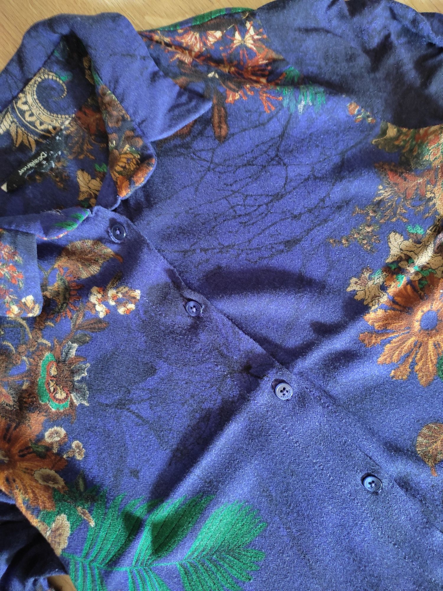 Koszula długa tunika Desigual kobaltowa M