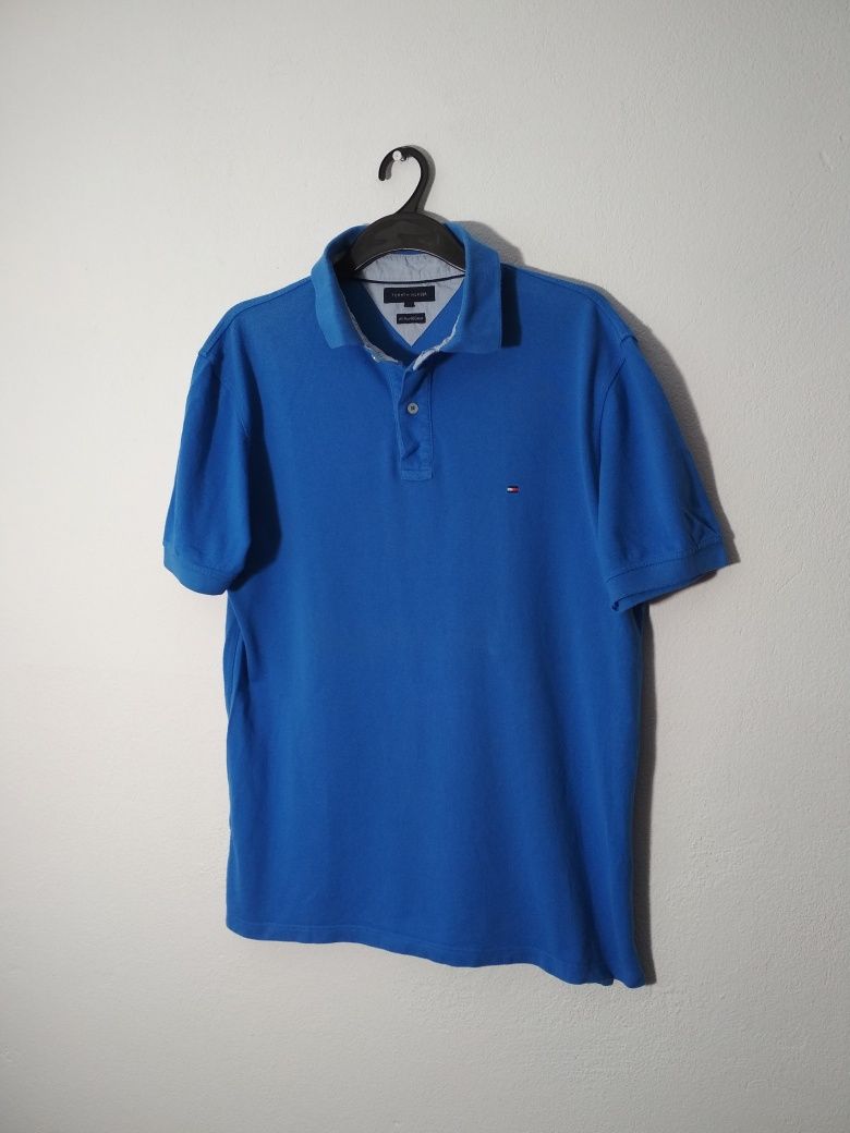 Tommy Hilfiger t-shirt niebieska koszulka polo L