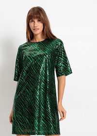 B.P.C sukienka z cekinami czarno-zielona r.36/38