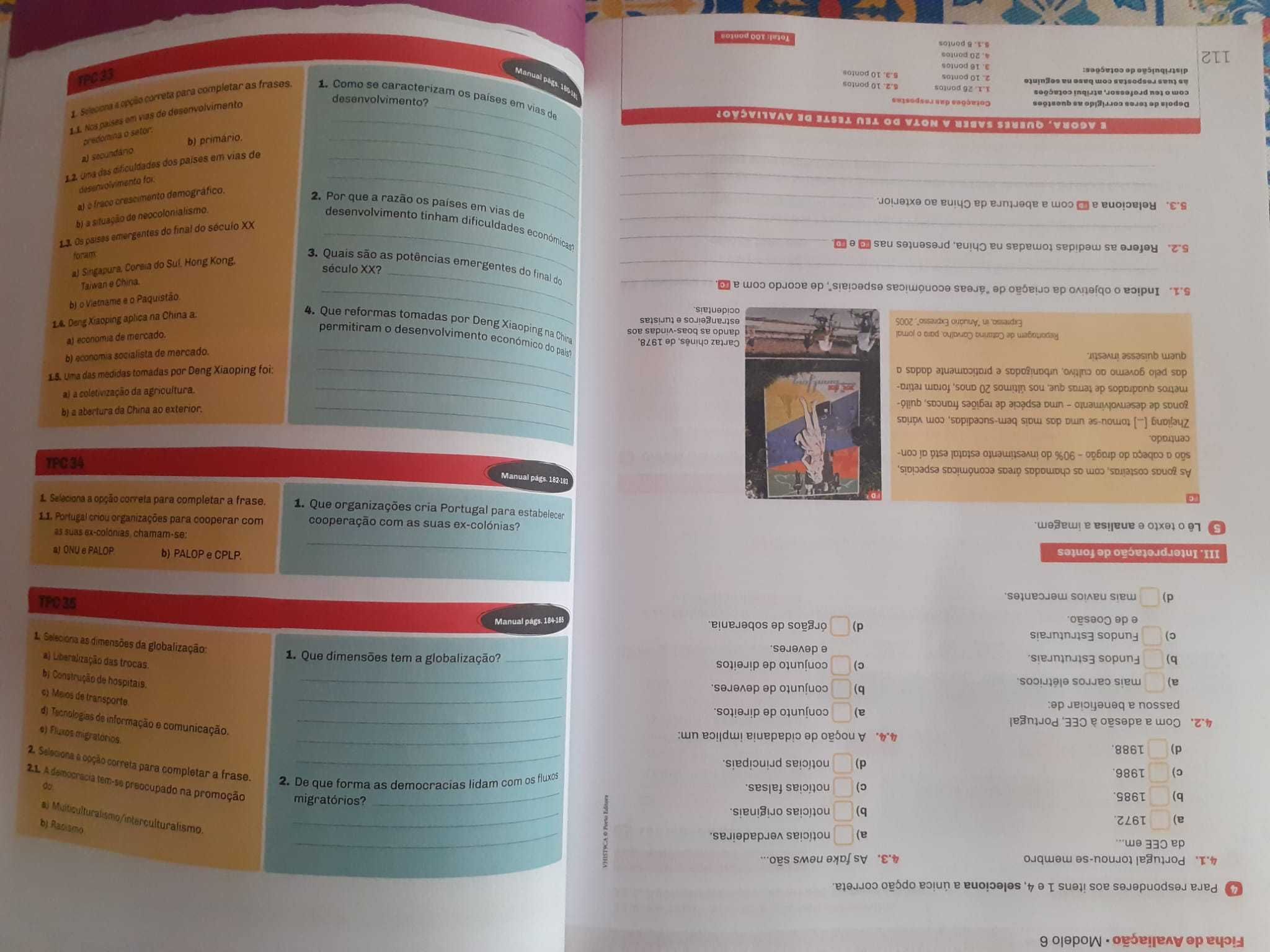 Livro escolar História -9ºano VAMOS À HISTÓRIA, GPS DO ALUNO. BD e TPC