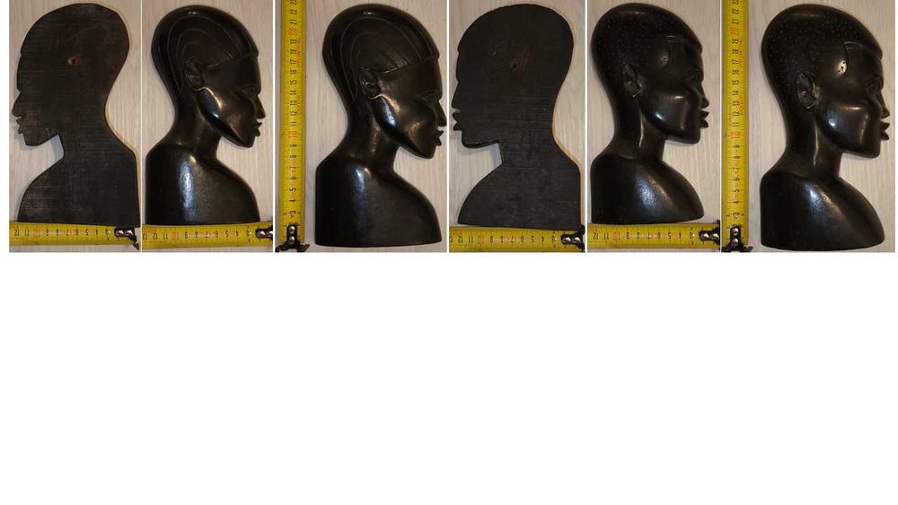 Conjunto de bustos africanos em pau preto e pau rosa