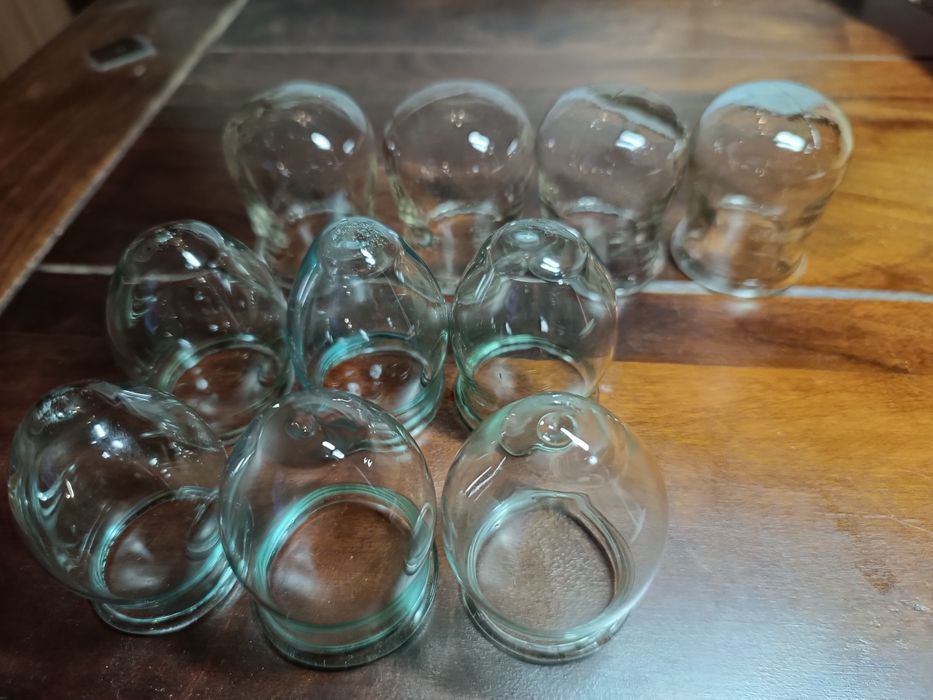 Stare szklane banki lekarskie ogniowe 10 sztuk