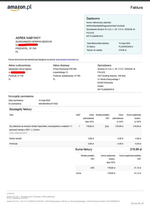Kindle 11 gen. Paperwhite 6,8" Amazon skórzane etui-pokrowiec