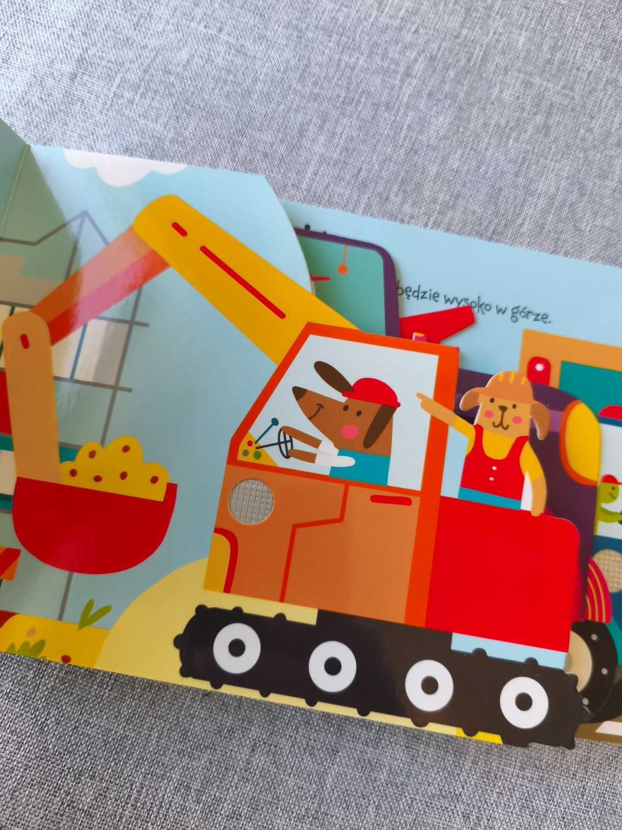 Moje pojazdy na budowie książka dla dziecka dźwięki pojazdów