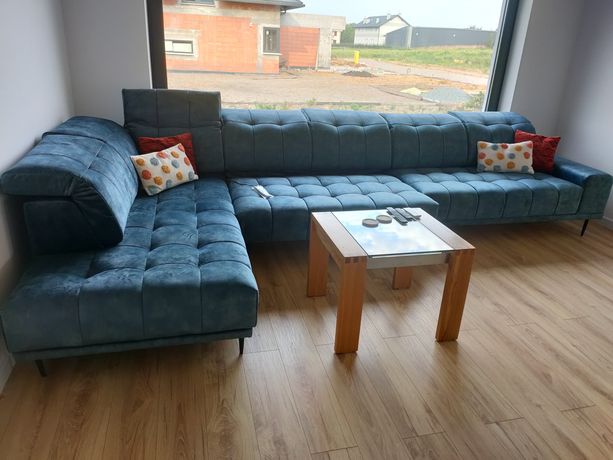 Duża sofa narożnik w kolorze morskim - 4,2*2,2m