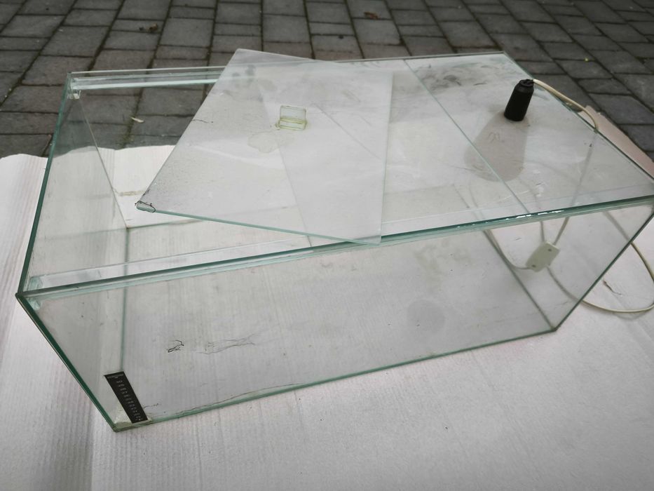 Szklane Terrarium z oświetleniem, 69x30x37 cm 77 litrów pojemności