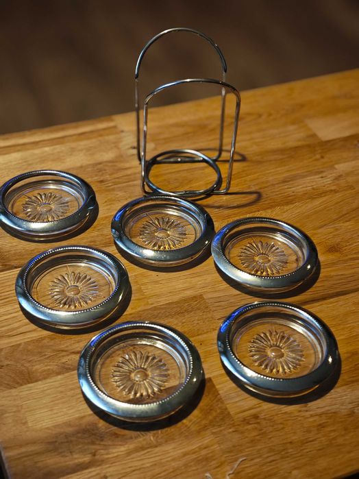 Zestaw 6 kryształowych podstawek Vintage