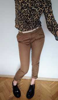 H&M 34 Brązowe Spodnie typu Chinos Brown Cigarettes Materiałowe