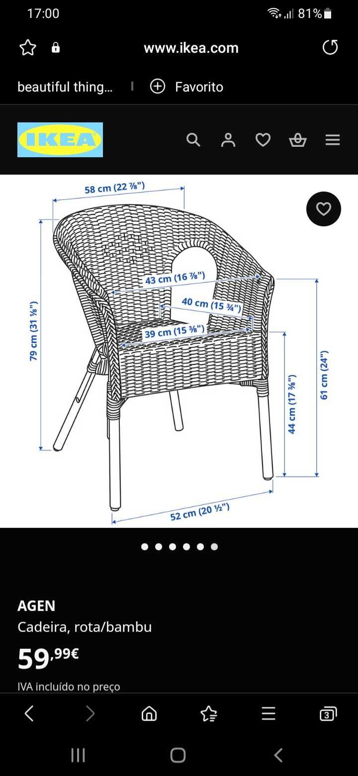 Cadeira bambu ikea