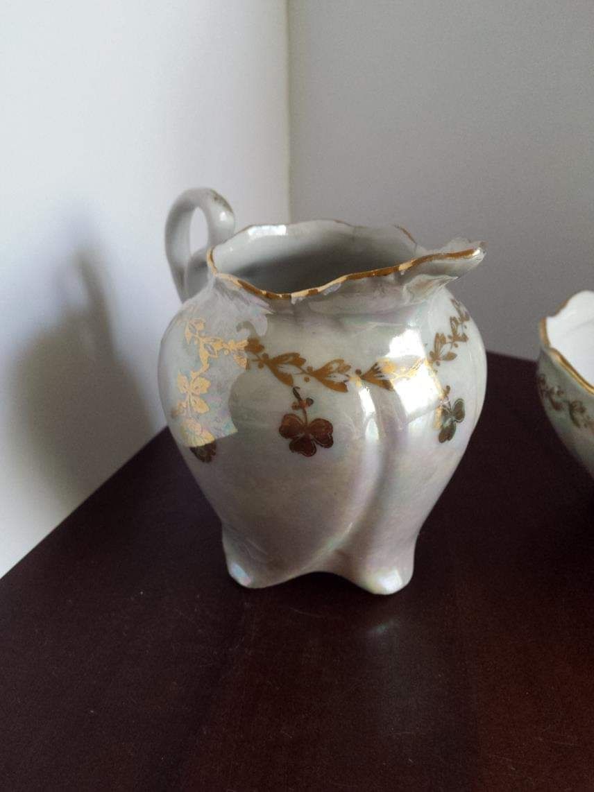 Porcelanowy mlecznik i cukiernica