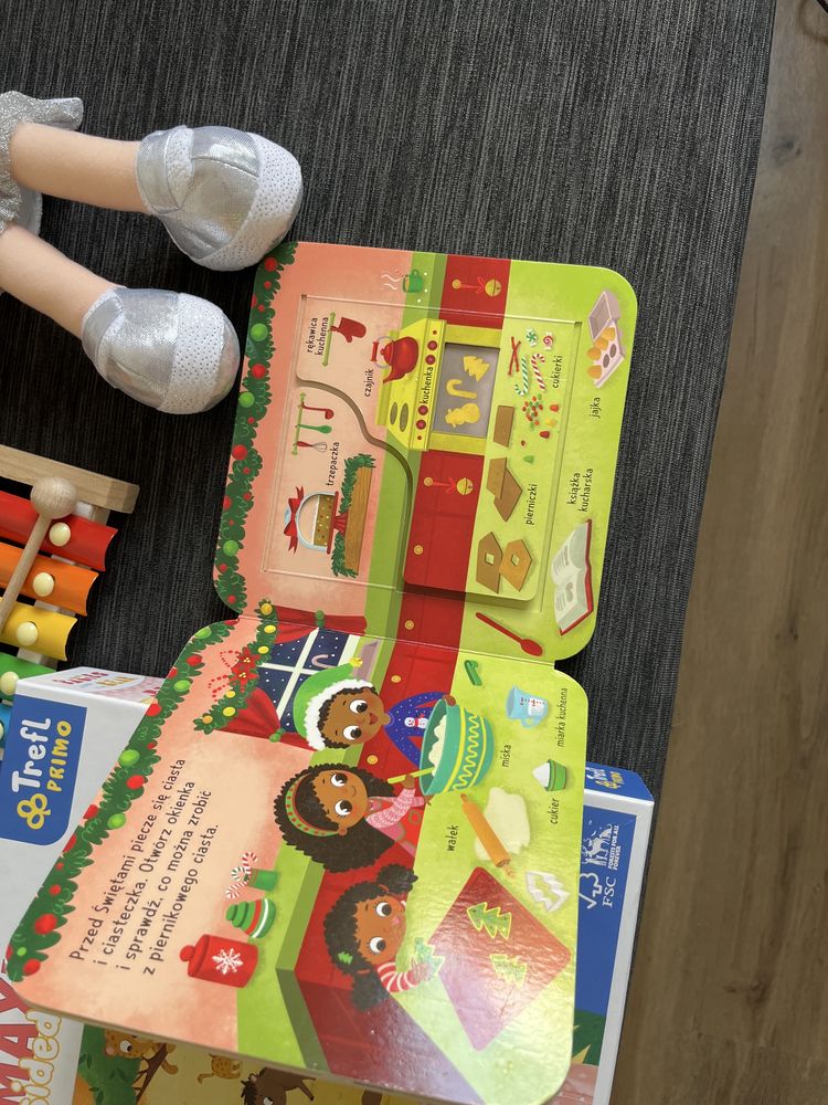 Zestaw zabawek puzzle, lalki, cymbalki