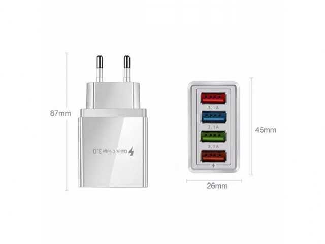 Ładowarka sieciowa szybka usb quick charge 4x usb