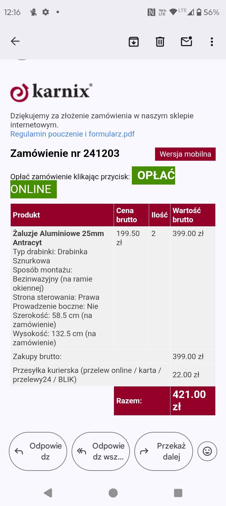 Żaluzje bezinwazyjne antracyt