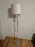 Lampa glamour stojąca, srebrzysty abażur, w świetnym stanie