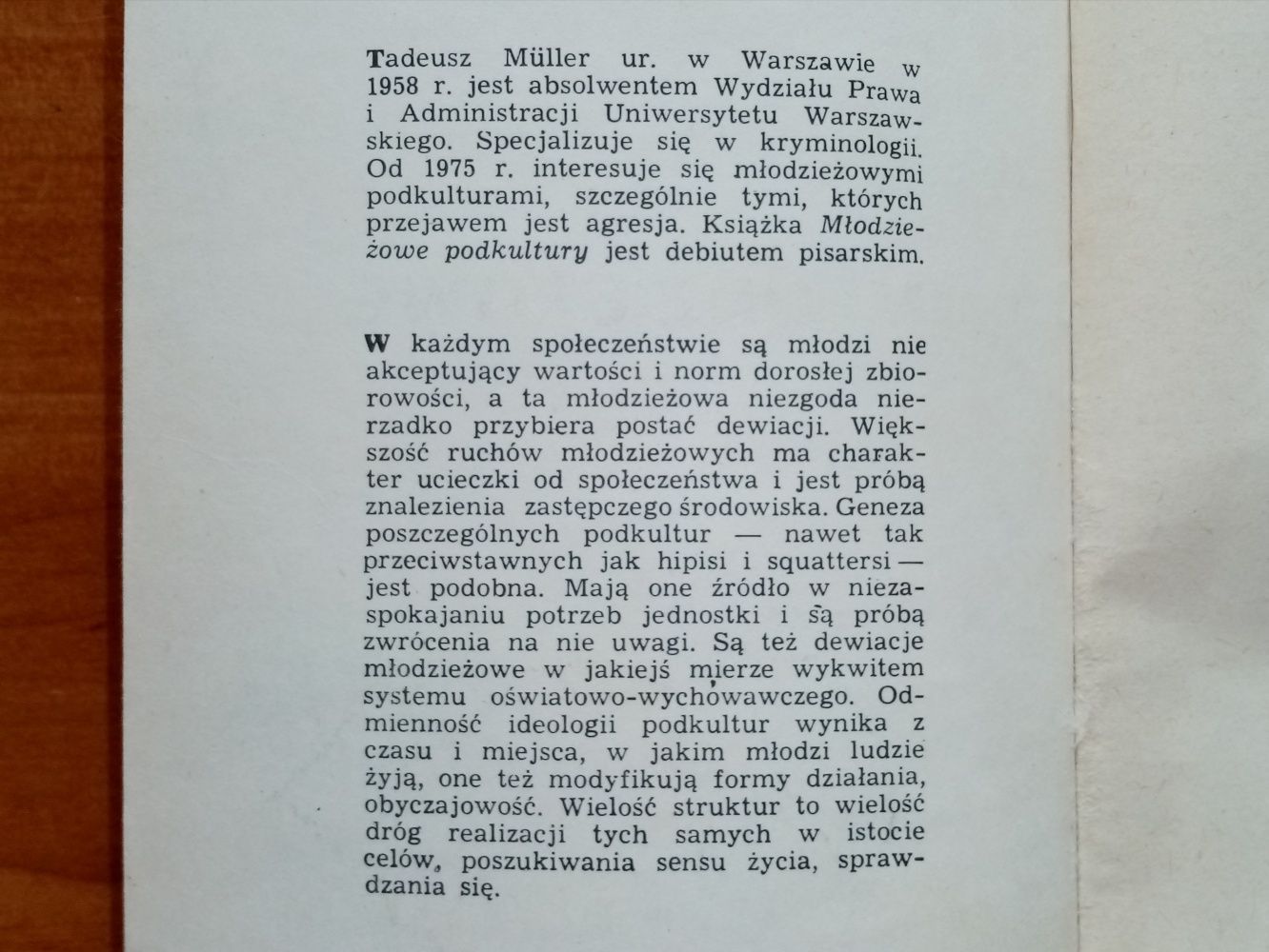 Młodzieżowe podkultury Tadeusz Muller