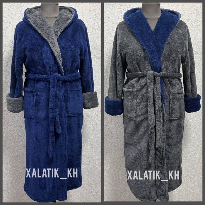 Мужской длинный халат с капюшоном (12 расцветок)