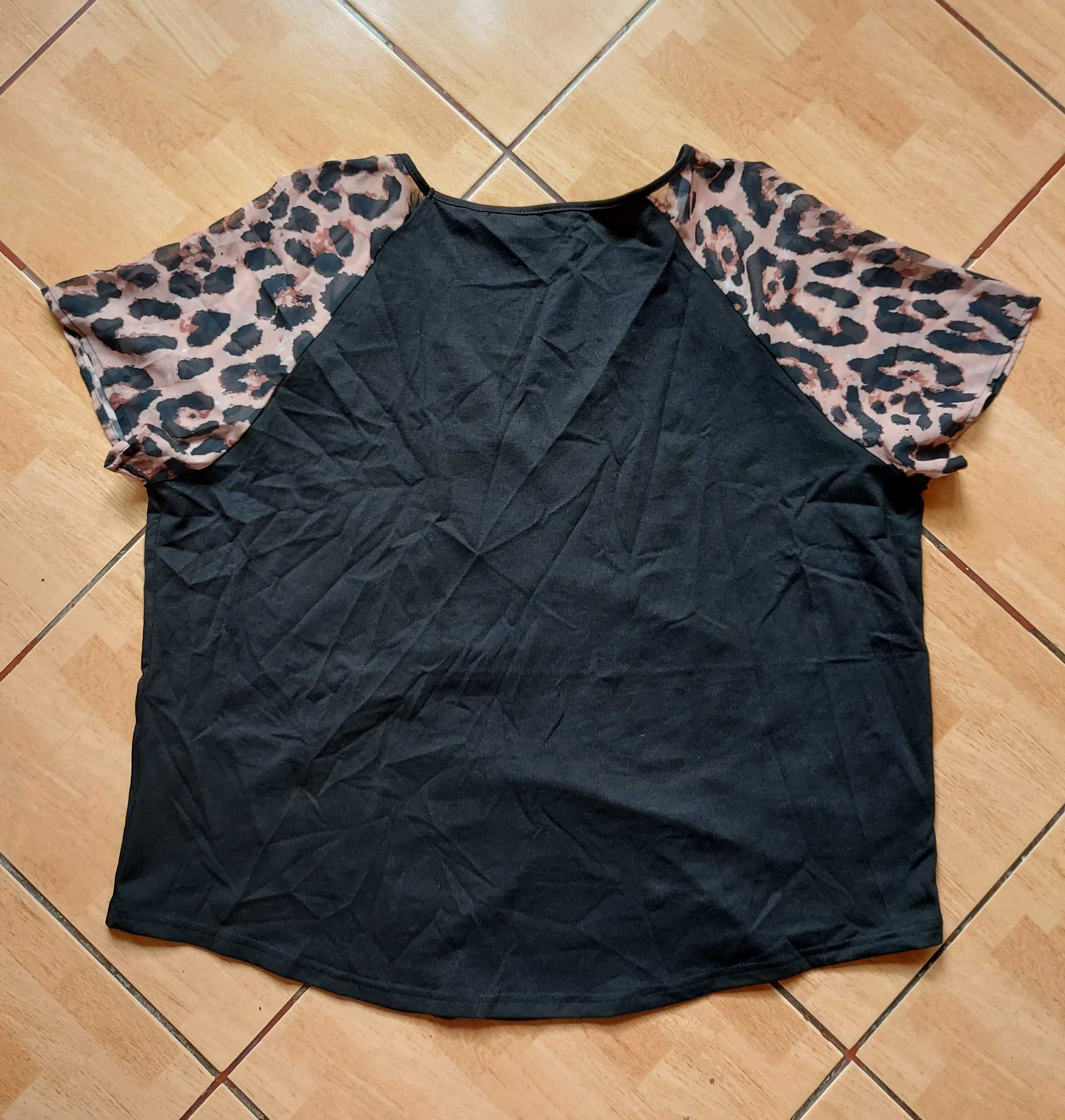 Shein Curve bluzka oversize szyfon panterka