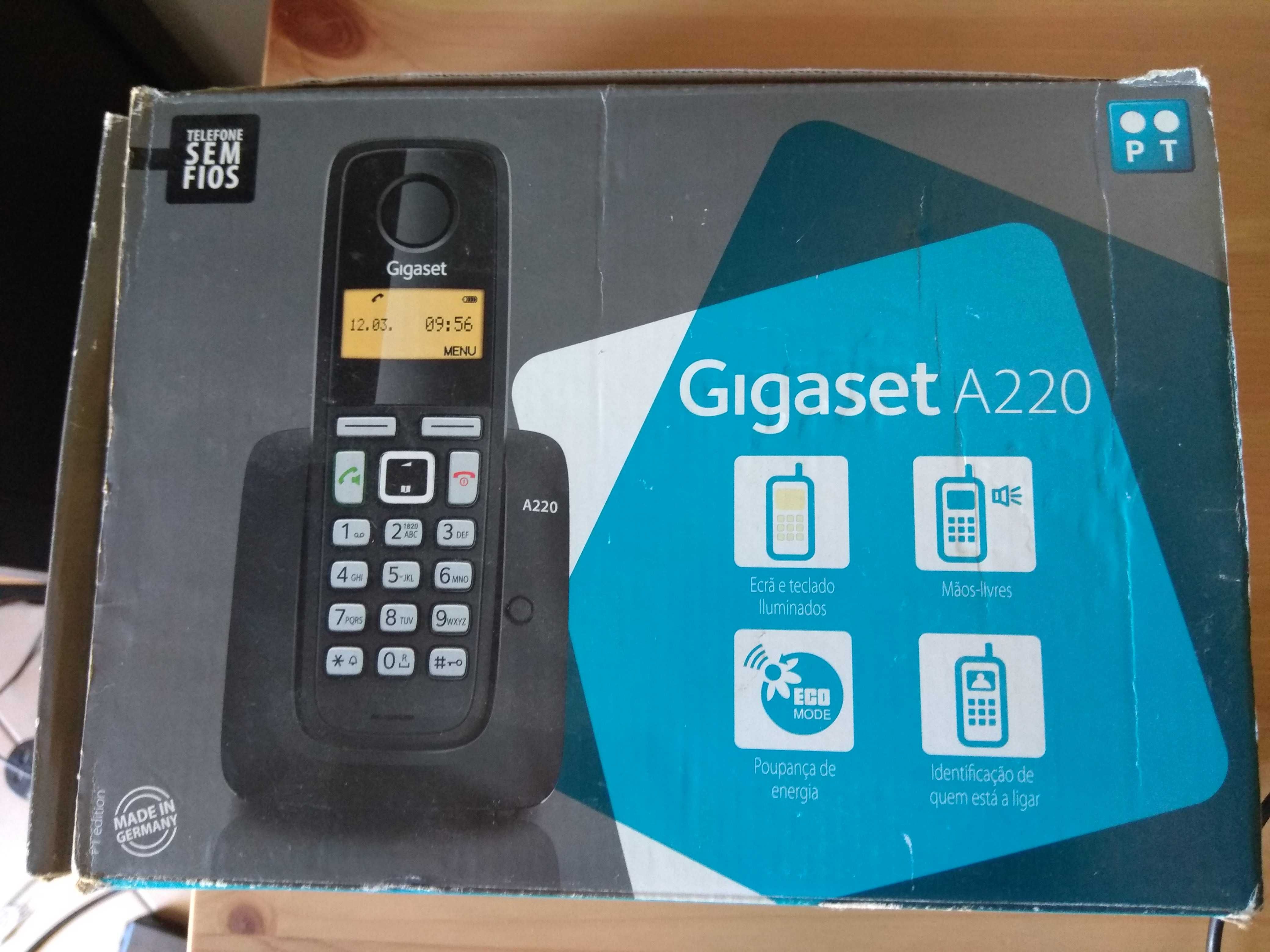 Telefone sem fios Gigaset A220 e base de carregamento A220