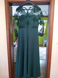 Długa sukienka butelkowa zieleń r. 46