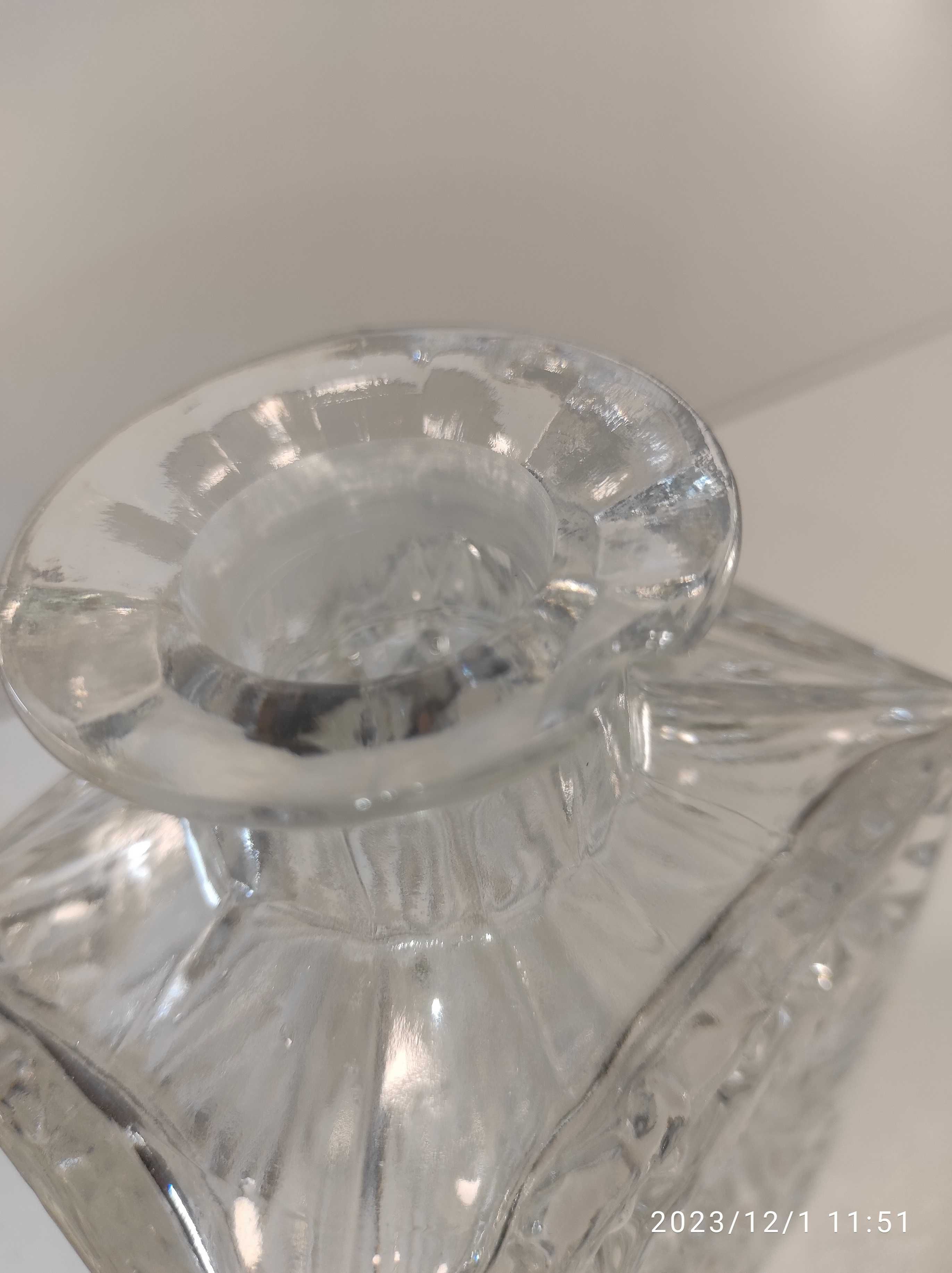 Kryształowa karafka grube cięzkie szkło ok 3kg / szkło PRL