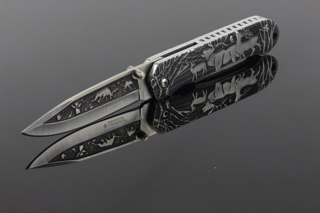 Nóż składany MYŚLIWSKI KANDAR Grawer JELEŃ Full Metal KN31