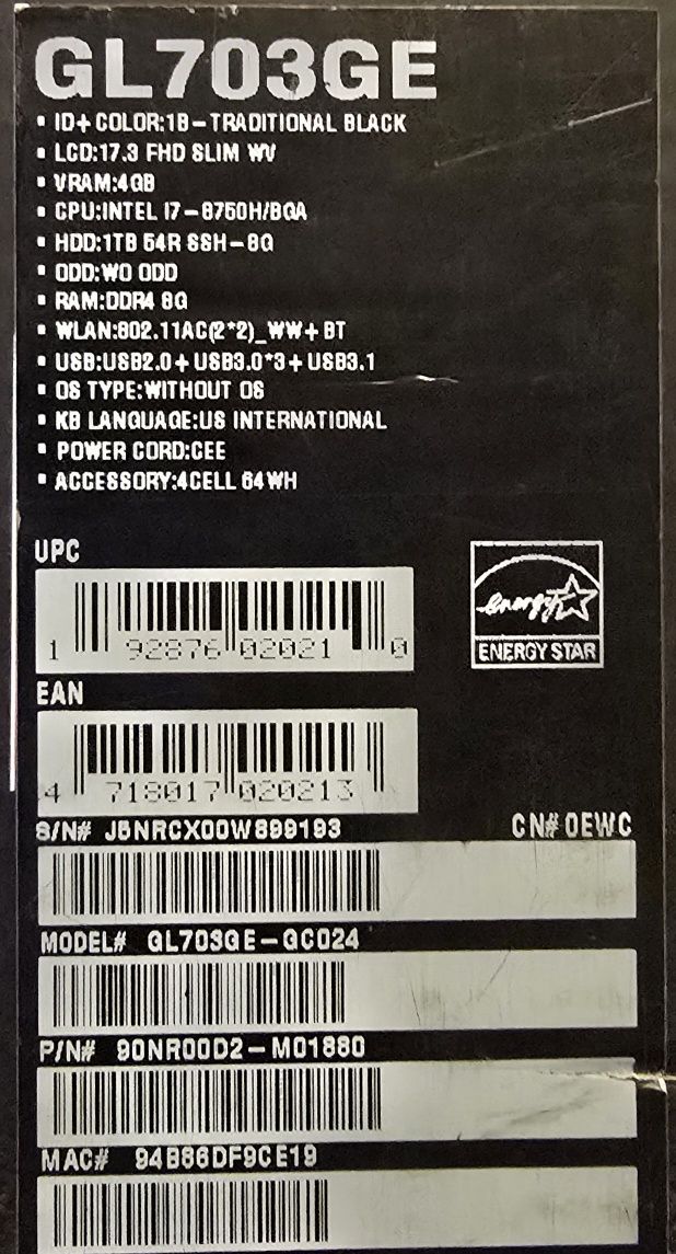 Asus rog strix GL703GE