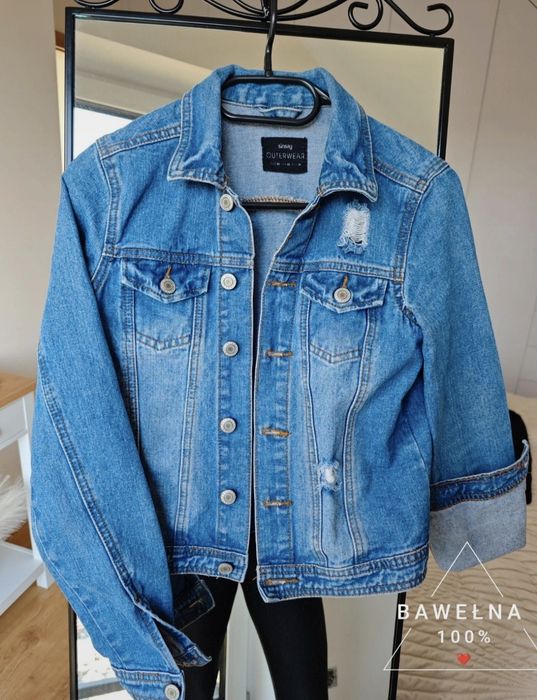 Świetna kurtka jeansowa katana na guziki rozmiar XS / 34 bawełna 100%