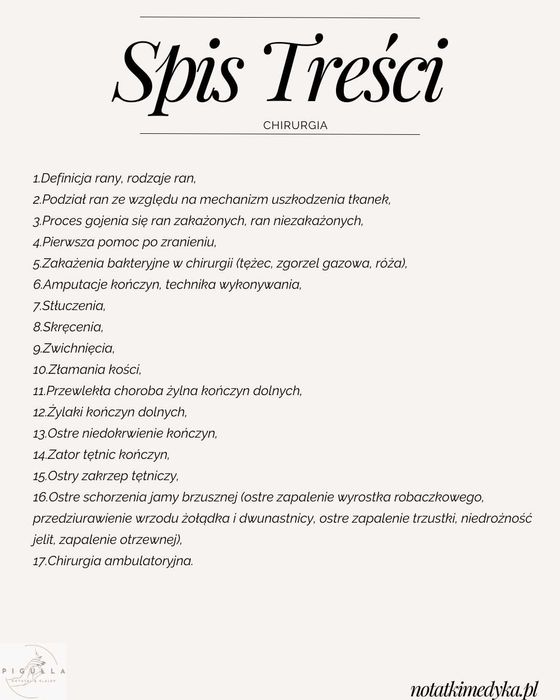 Notatki Chirurgia Pielęgniarstwo